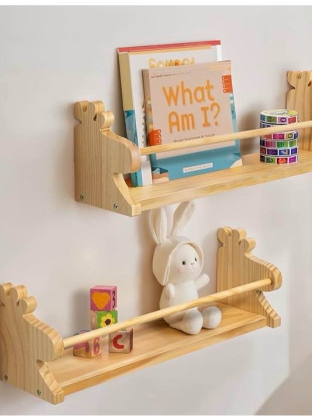Wooden Nursery Wall Shelves - Natural Pine